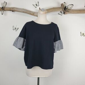 Daniel Raine DR2 black cropped rop gingham sleeve